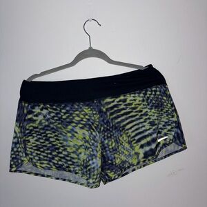 Nike Women's Black and Green Athletic Shorts